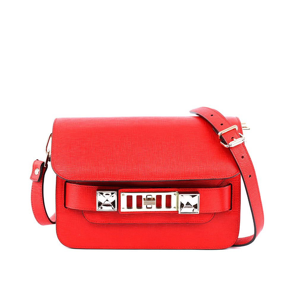 【Proenza Schouler】騎士紅mini 新款 防刮牛皮 PS11(金釦)斜背包