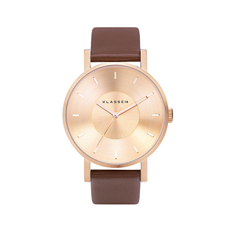 Volare Rose Gold / Brown Leather Strap