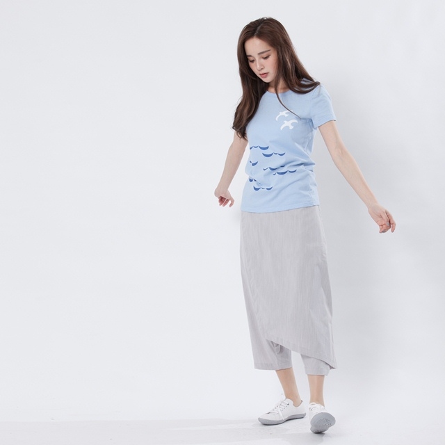 海鷗 短袖 蜜桃棉 女T 水藍