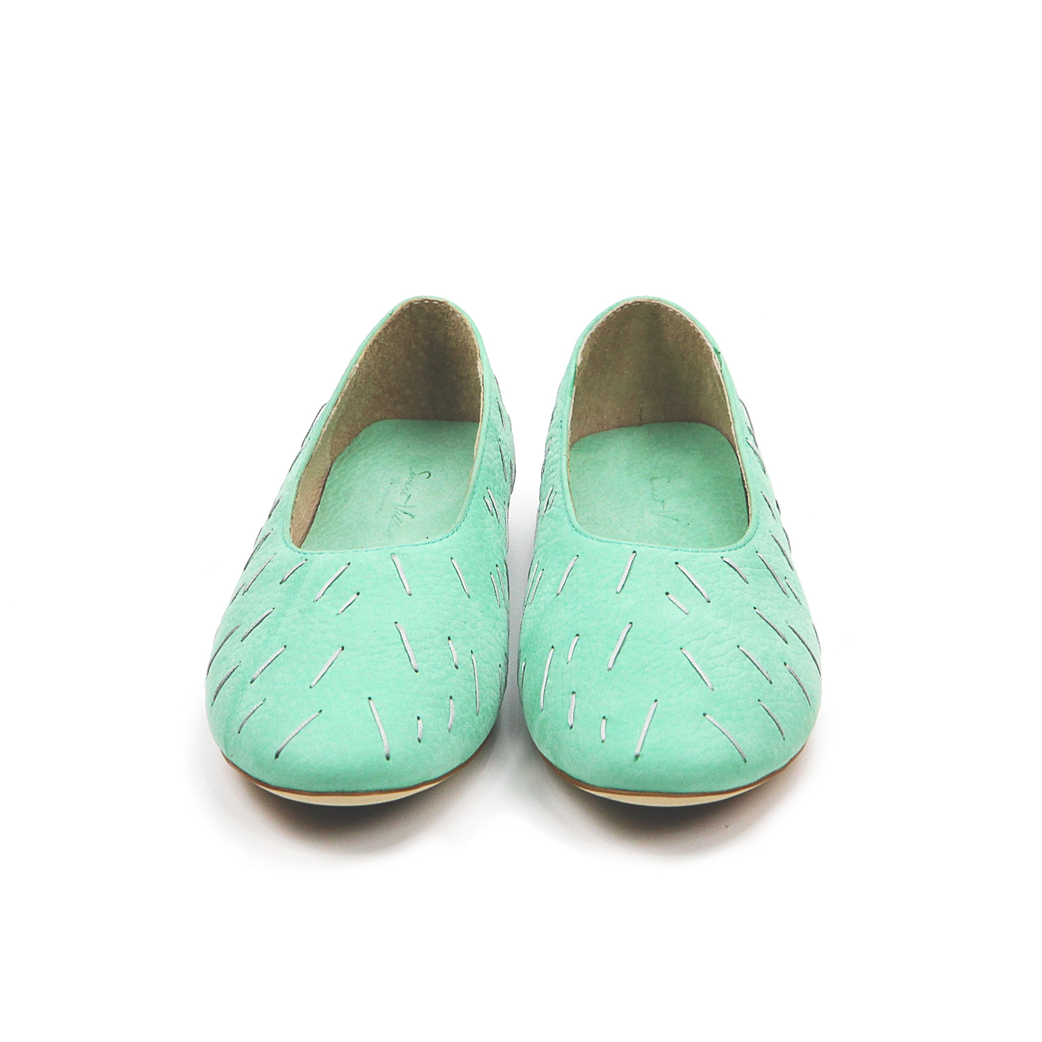 MEMORY W1057 Mint Leather Ballet Flats