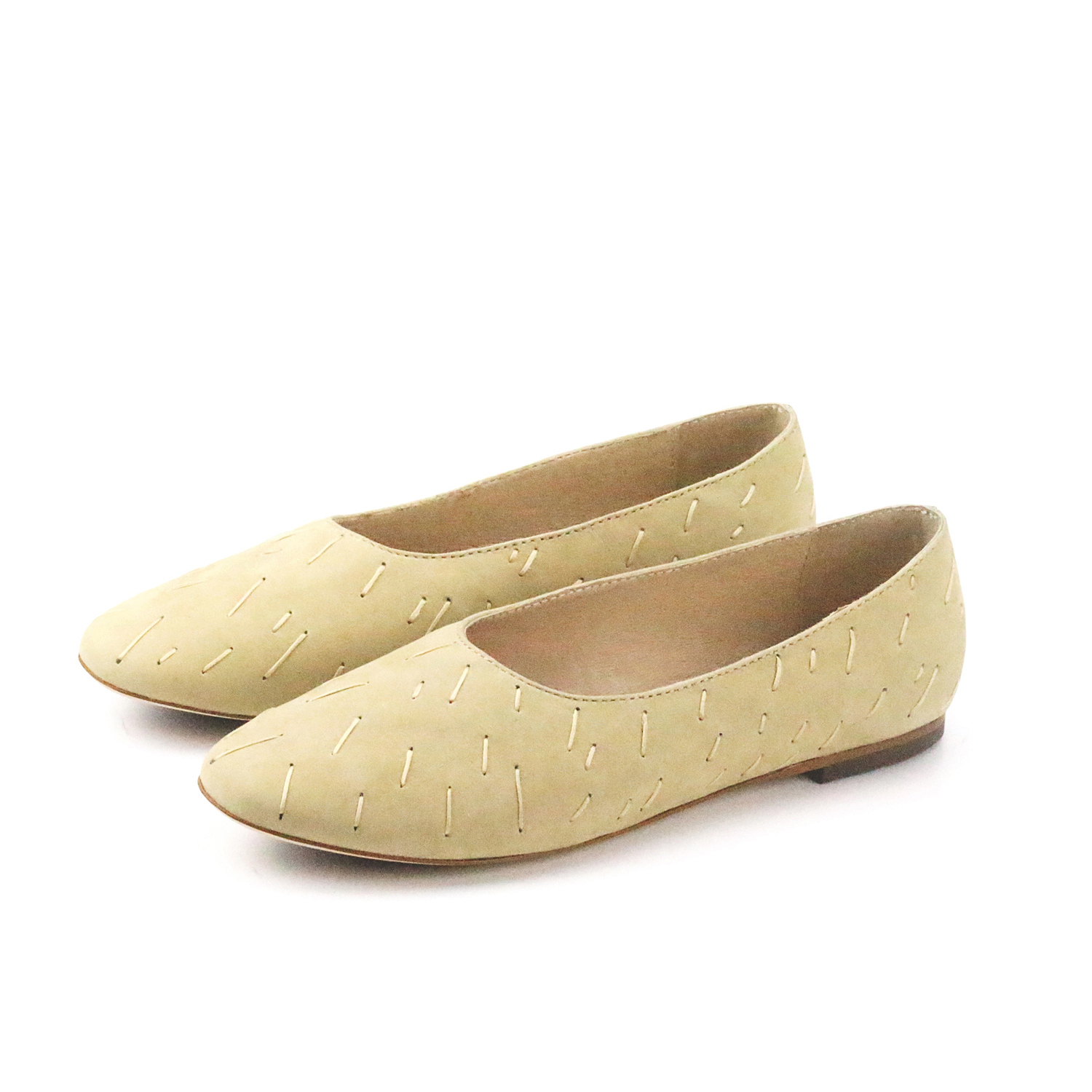 MEMORY W1057 Sand Leather Ballet Flats