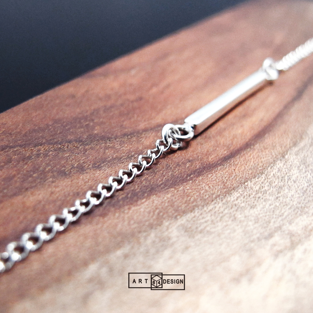 心的道路-幾何長方極簡925純銀手鍊