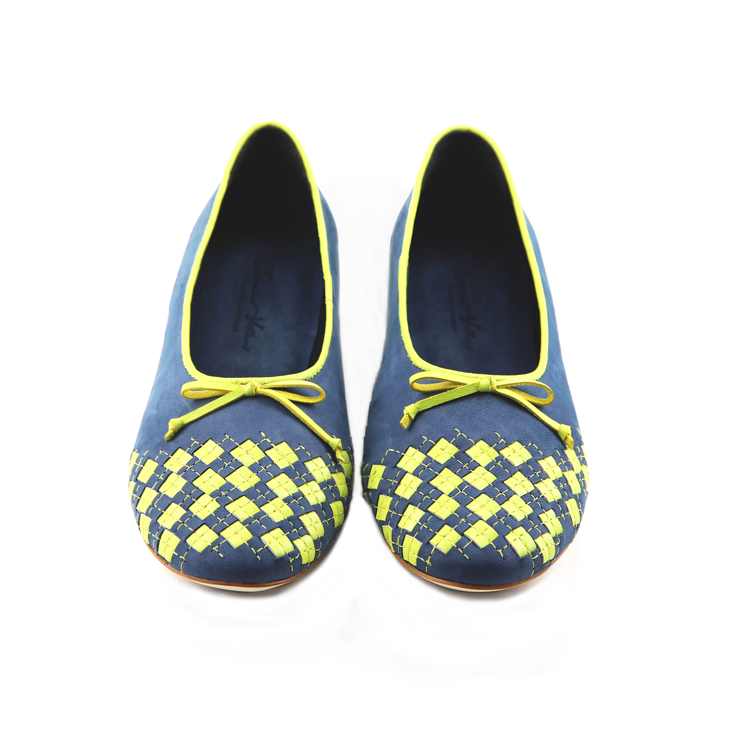 PLAYGAME W1059 GrayBlue Leather Ballet Flats