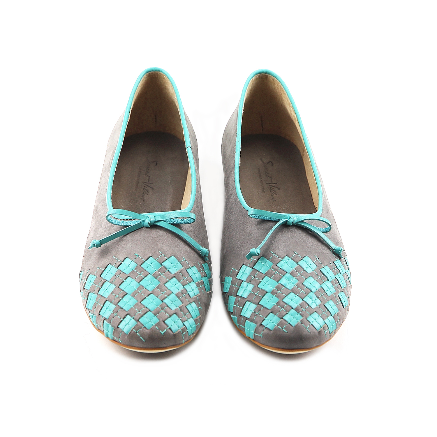 PLAYGAME W1059 Gray Leather Ballet Flats