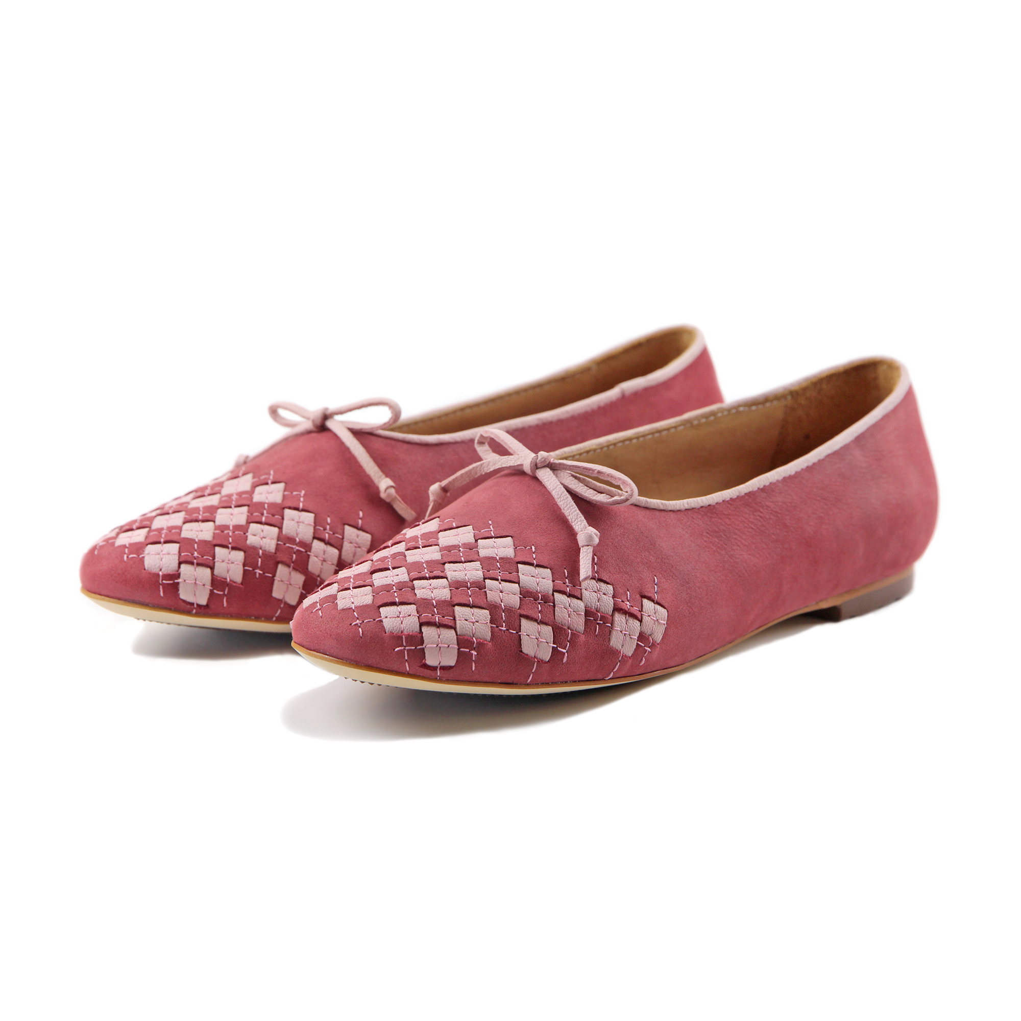 PLAYGAME W1059 Burgundy Leather Ballet Flats