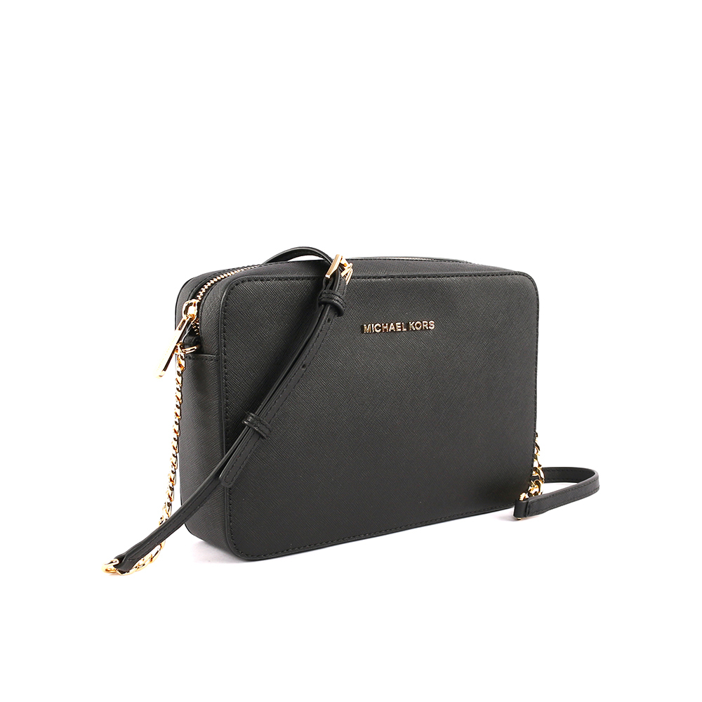 【MICHAEL KORS】金字logo方形鏈帶斜背包(黑色) 35T8GTTC9L BLACK