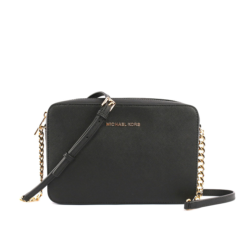 【MICHAEL KORS】金字logo方形鏈帶斜背包(黑色) 35T8GTTC9L BLACK