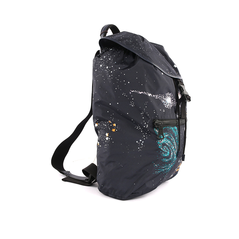 【Valentino】宇宙圖騰軟式尼龍後背包(星空藍) LY2B0522LLC M30