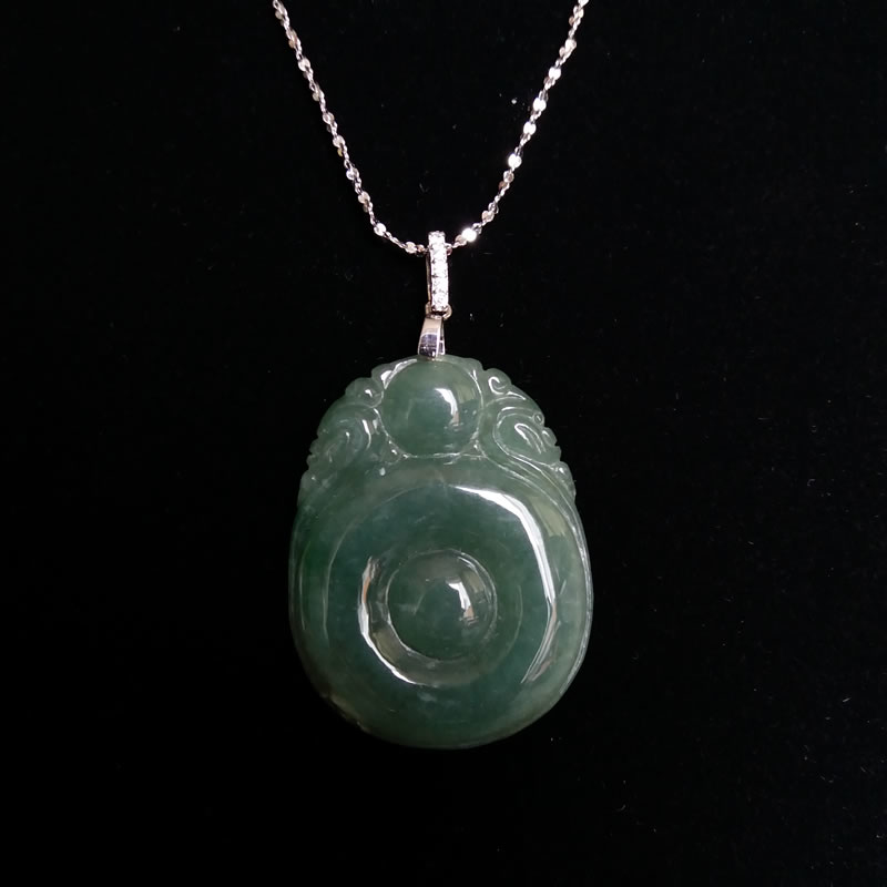 冰種油青如意配S925銀扣, 天然翡翠A玉, 緬甸玉, Jade, Jadeite