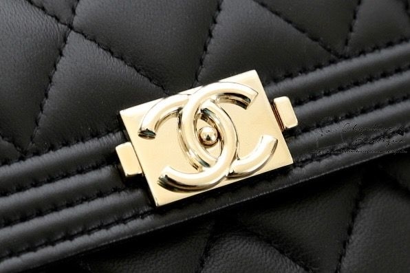 Chanel Boy Wallet 黑色金CC羊皮菱格紋三折短夾