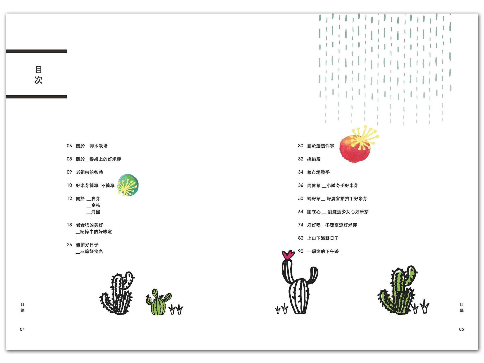 餐桌上的好米芽，目次