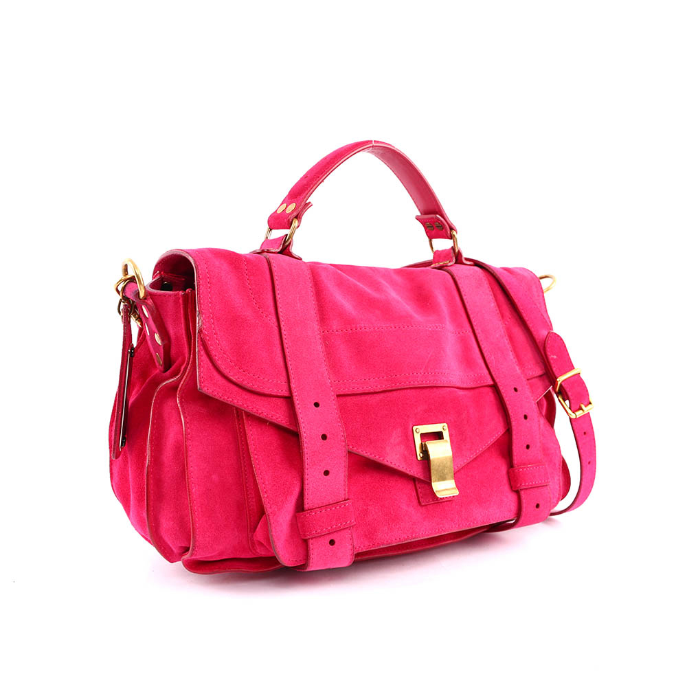 【Proenza Schouler】亮桃紅( HOT PINK)麂皮 中型 PS1 二用包
