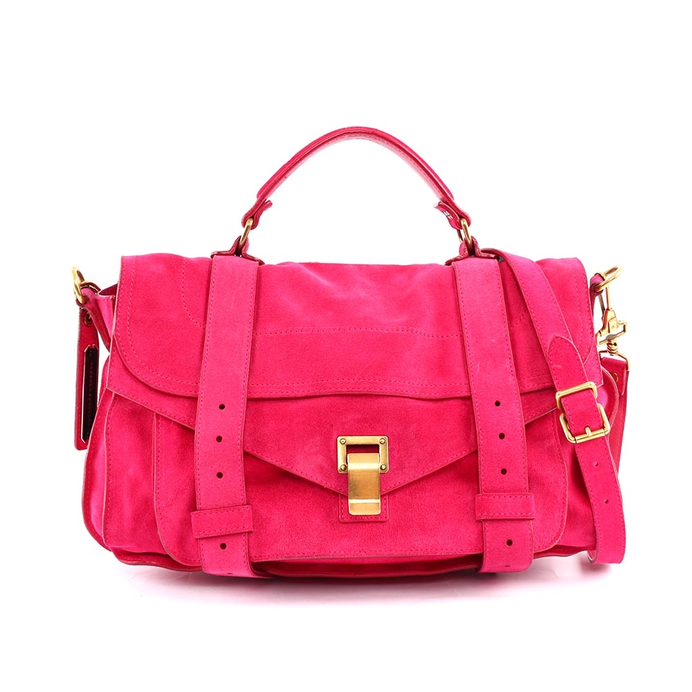 【Proenza Schouler】亮桃紅( HOT PINK)麂皮 中型 PS1 二用包