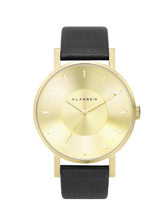 Volare Gold / Black Leather Strap