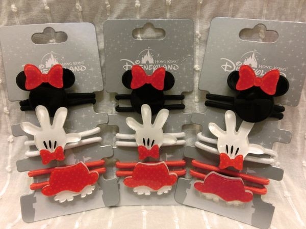 香港 DISNEY 黑米妮穿紅裙 3入組兒童髮圈