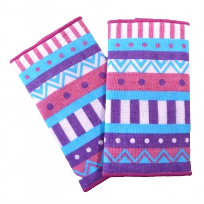 日本Babyhopper 雙面肩帶口水磨牙墊－粉紫圖案