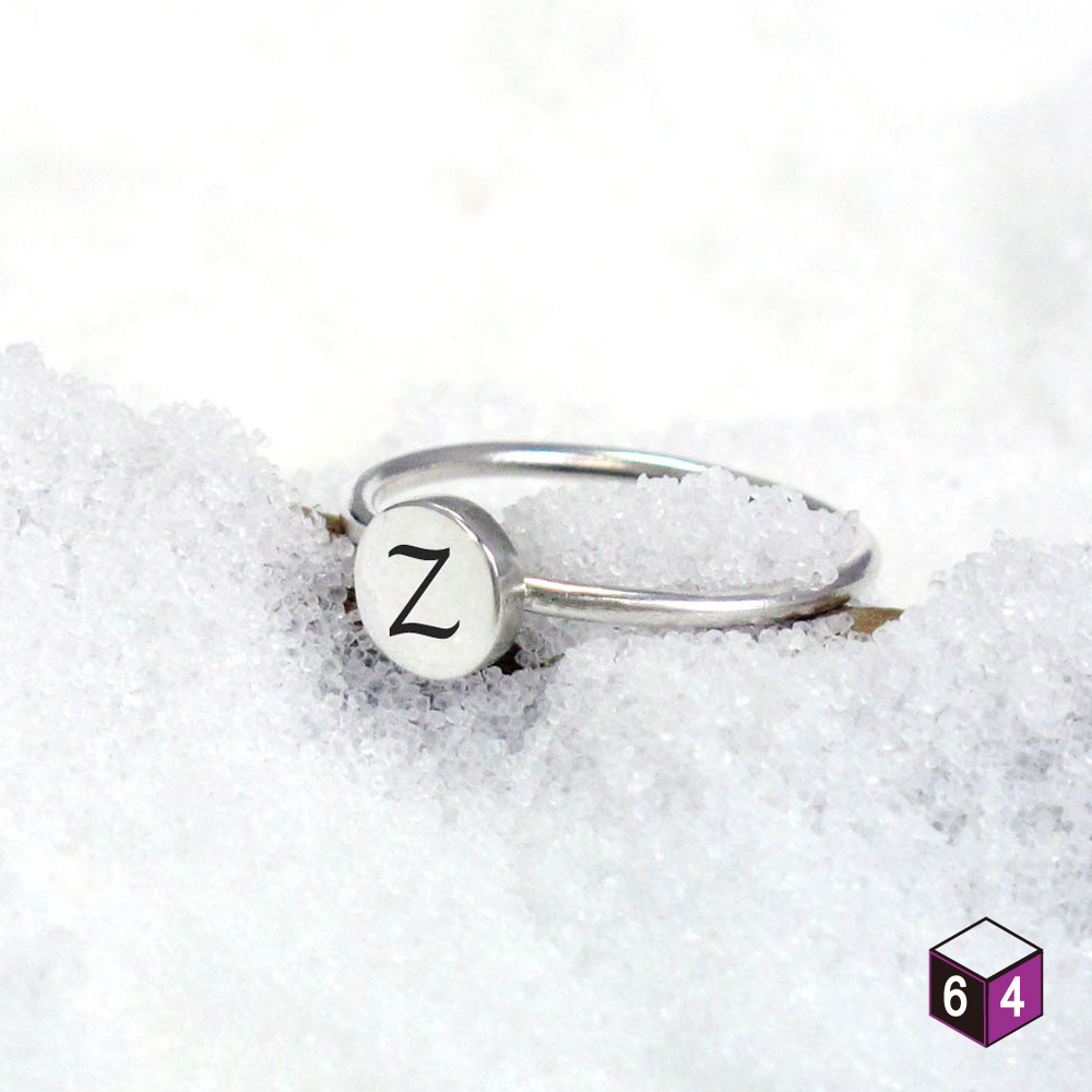 刻字訂製 小圓戒指(中) 字母款 925純銀戒指 女生戒指 客製化禮物