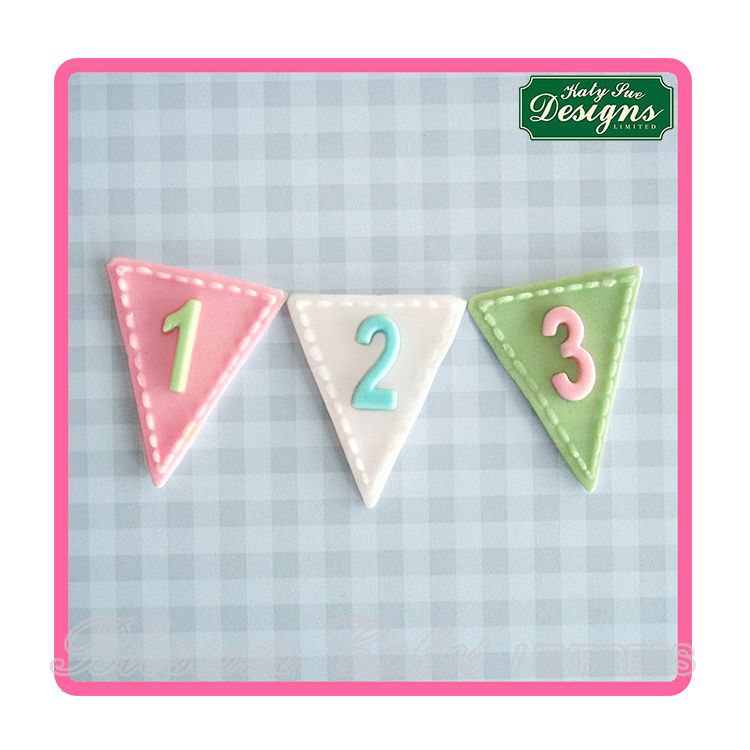 Katy Sue Design Mat - Bunting Numbers - Silicone Mould