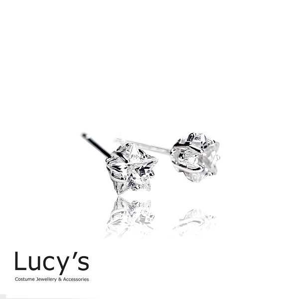 925純銀 時尚焦點星光閃耀耳環 - 0.6 cm(23188)