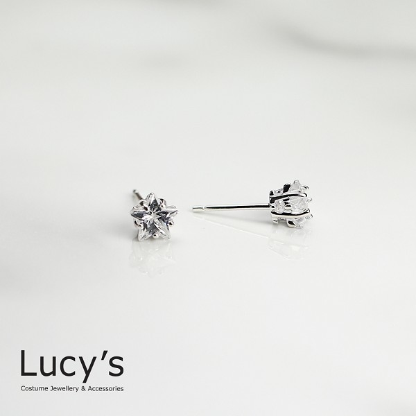 925純銀 時尚焦點星光閃耀耳環 - 0.6 cm(23188)