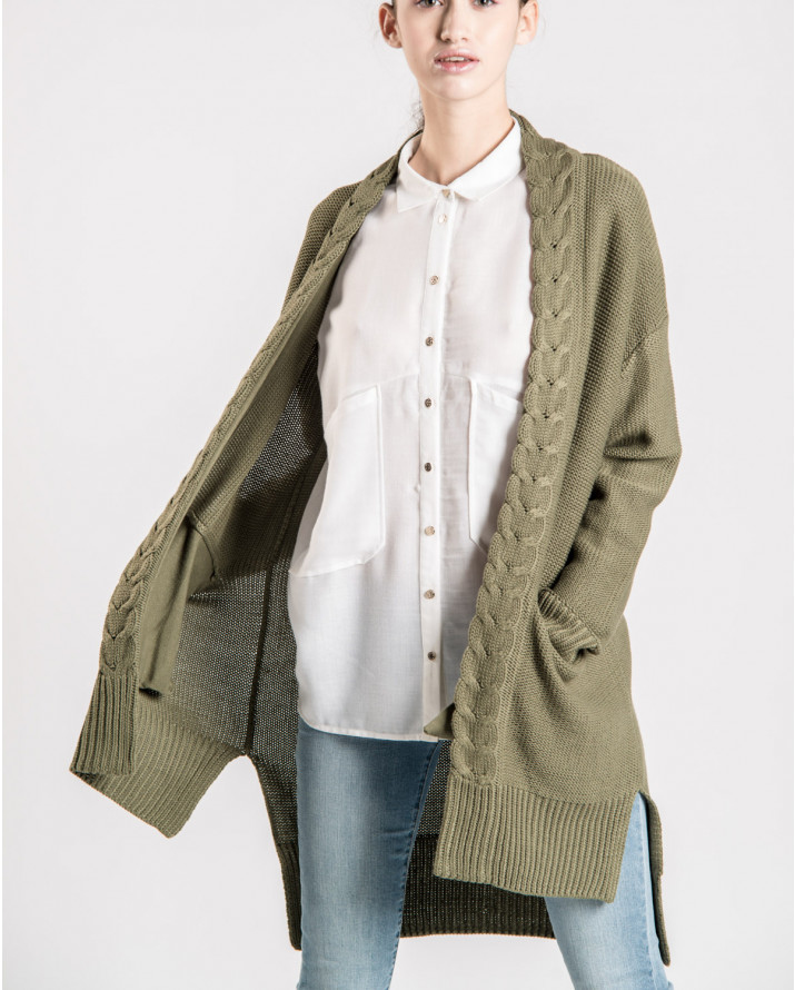 【SH】麻花捲邊無扣厚開襟衫