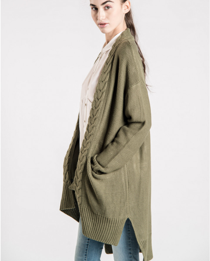 【SH】麻花捲邊無扣厚開襟衫