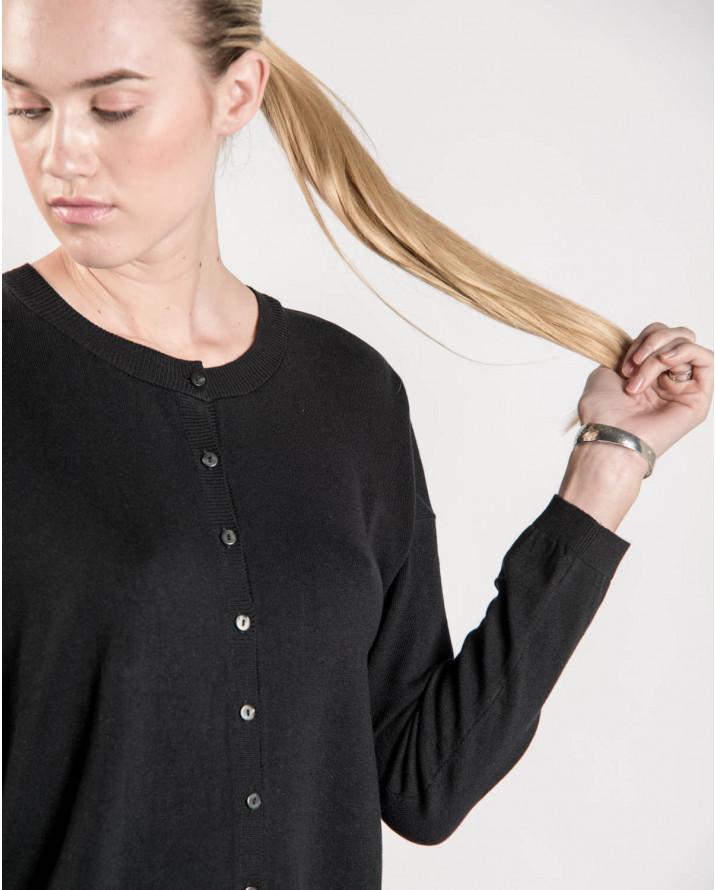 【SH】背後雪紡拼接針織開襟衫