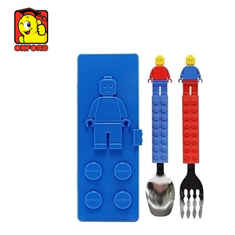 韓國 OXFORD 樂高積木不鏽鋼湯叉組-藍