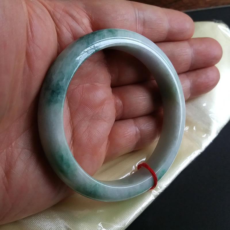 冰糯白底飄綠玉鐲 57mm, 天然翡翠A玉, 緬甸玉, Jade, Jadeite