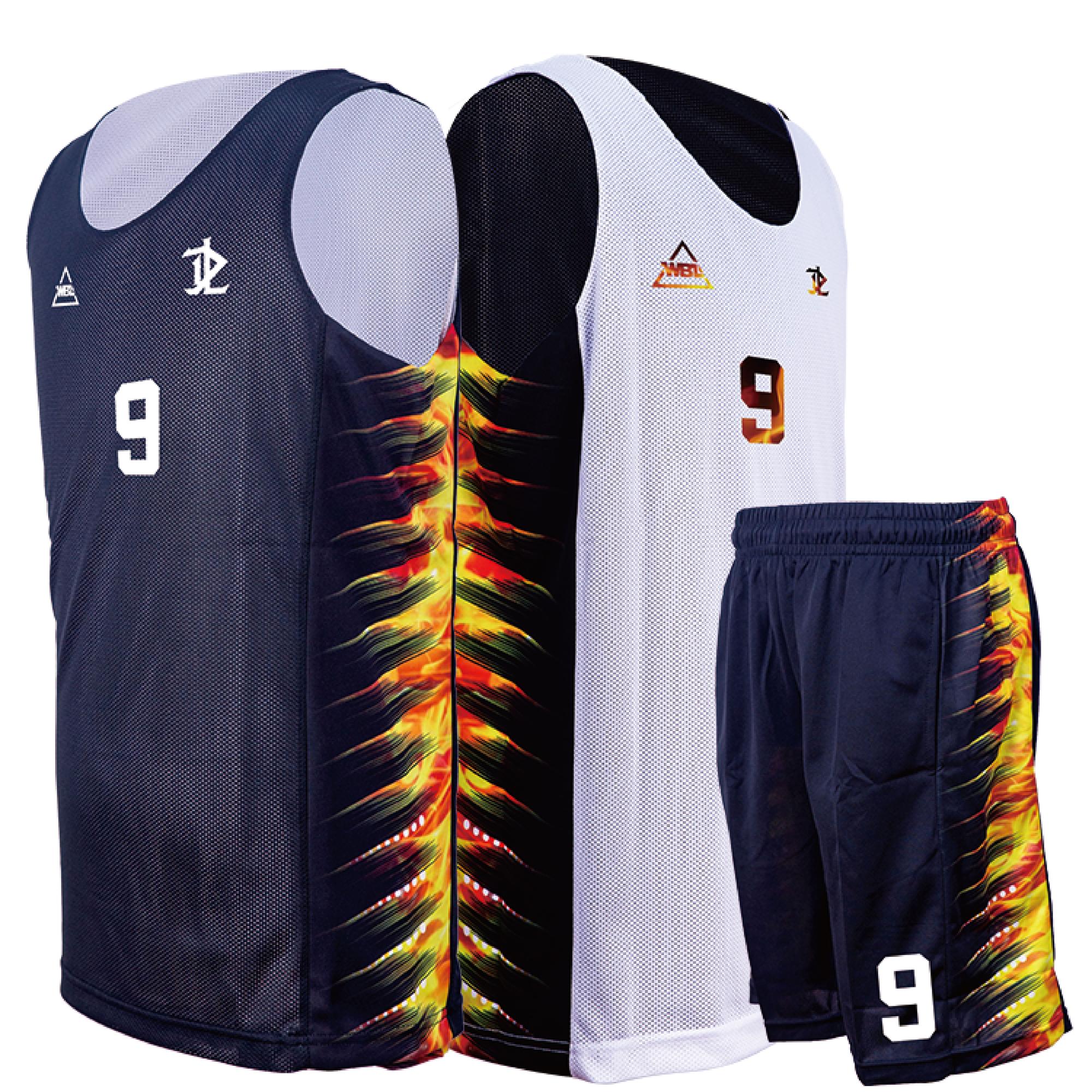 雙面籃球服 - 雙面冷豔(紅火焰)