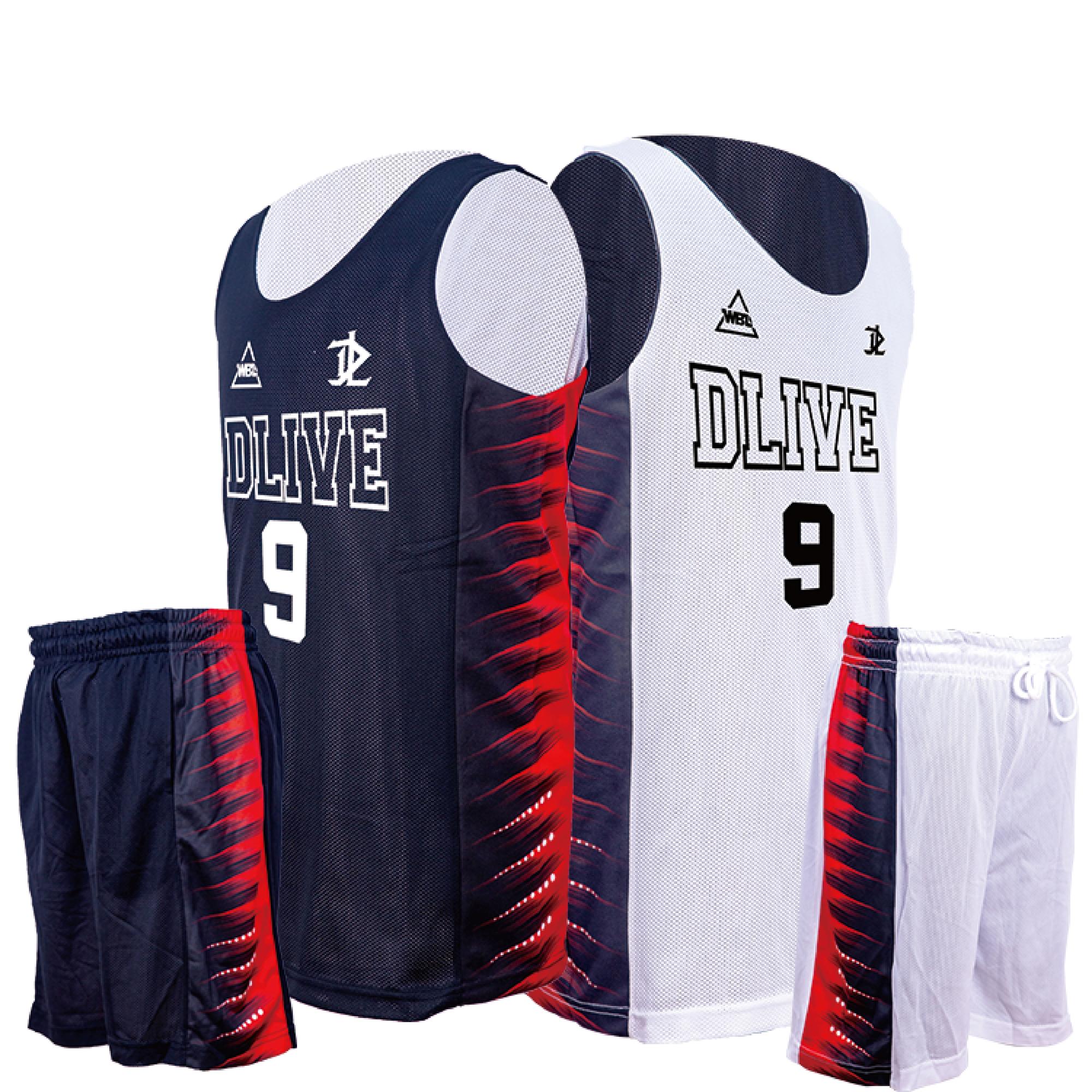 雙面籃球服 - Pierce(黑/白/紅)