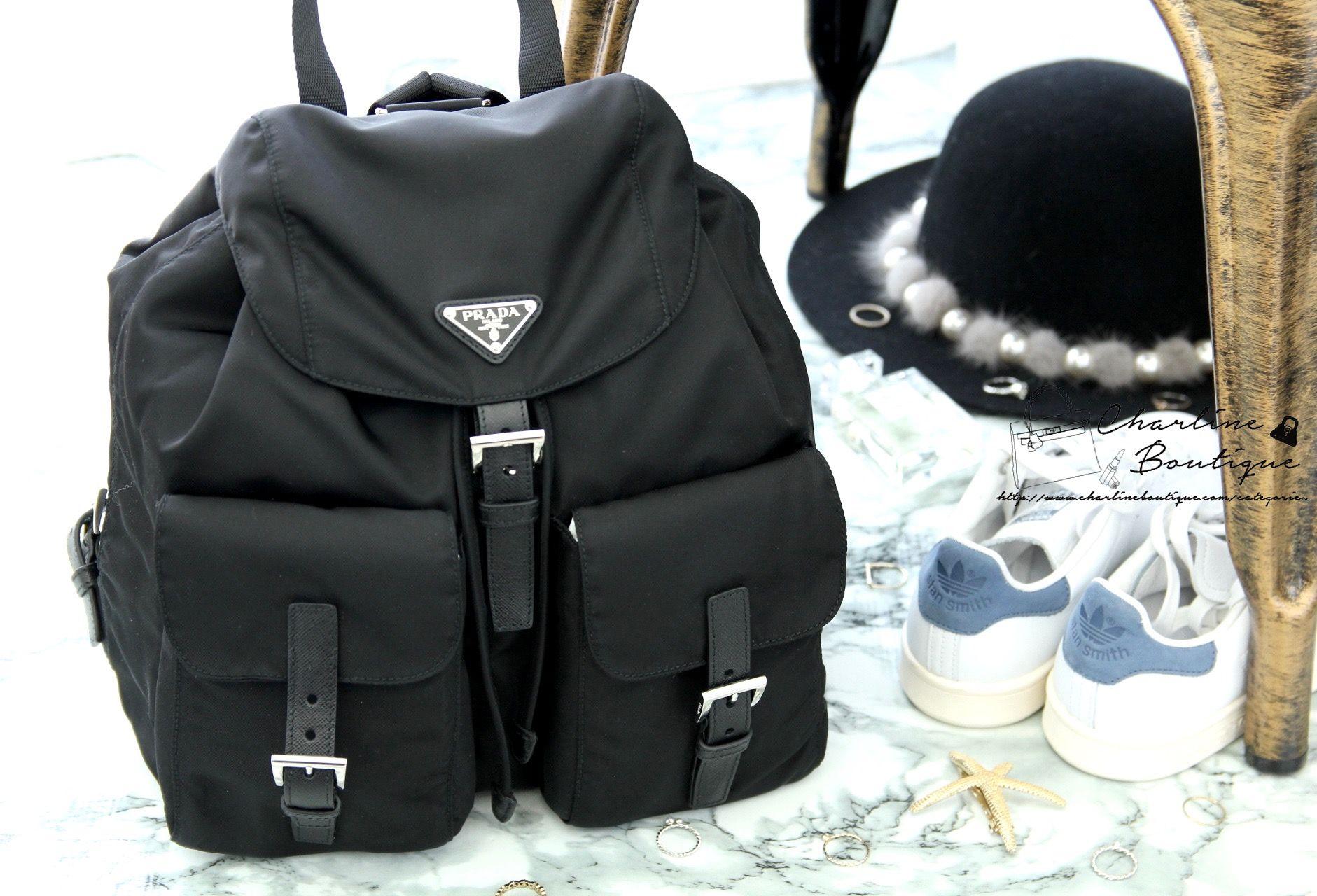 Prada Zainetto Vela Backpack 黑色大型超纖尼龍後背包