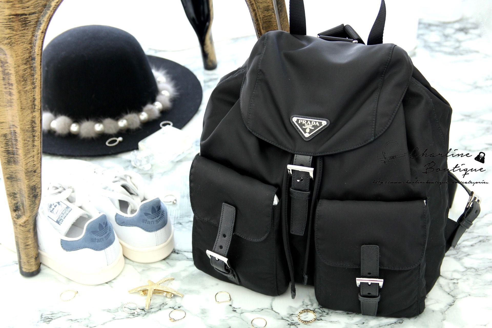 Prada Zainetto Vela Backpack 黑色大型超纖尼龍後背包