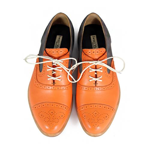 Poppy M1093B Orange Dimgrey Leather Oxford Shoes