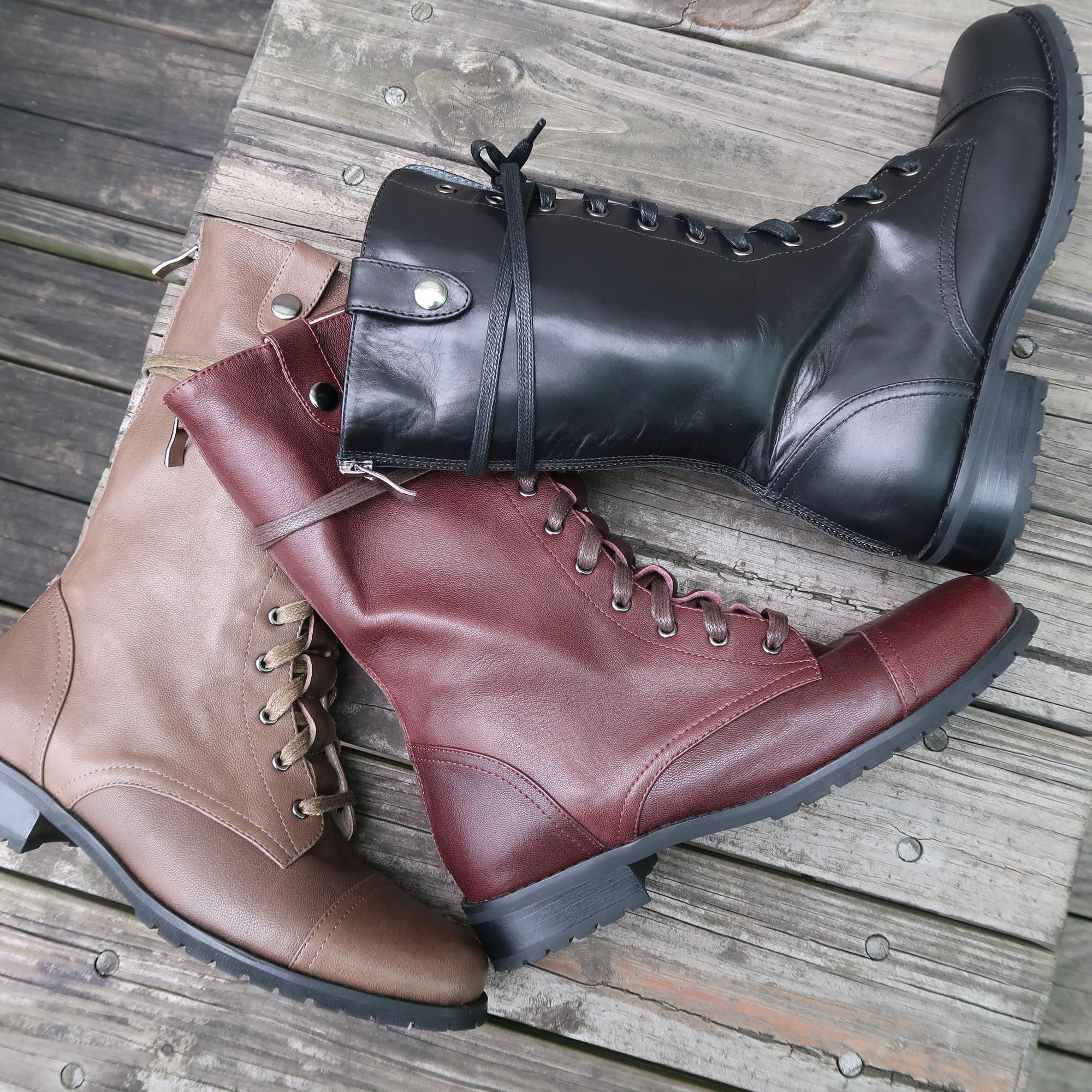 【心有獨鍾】牛皮、羊皮綁帶拉鍊軍靴