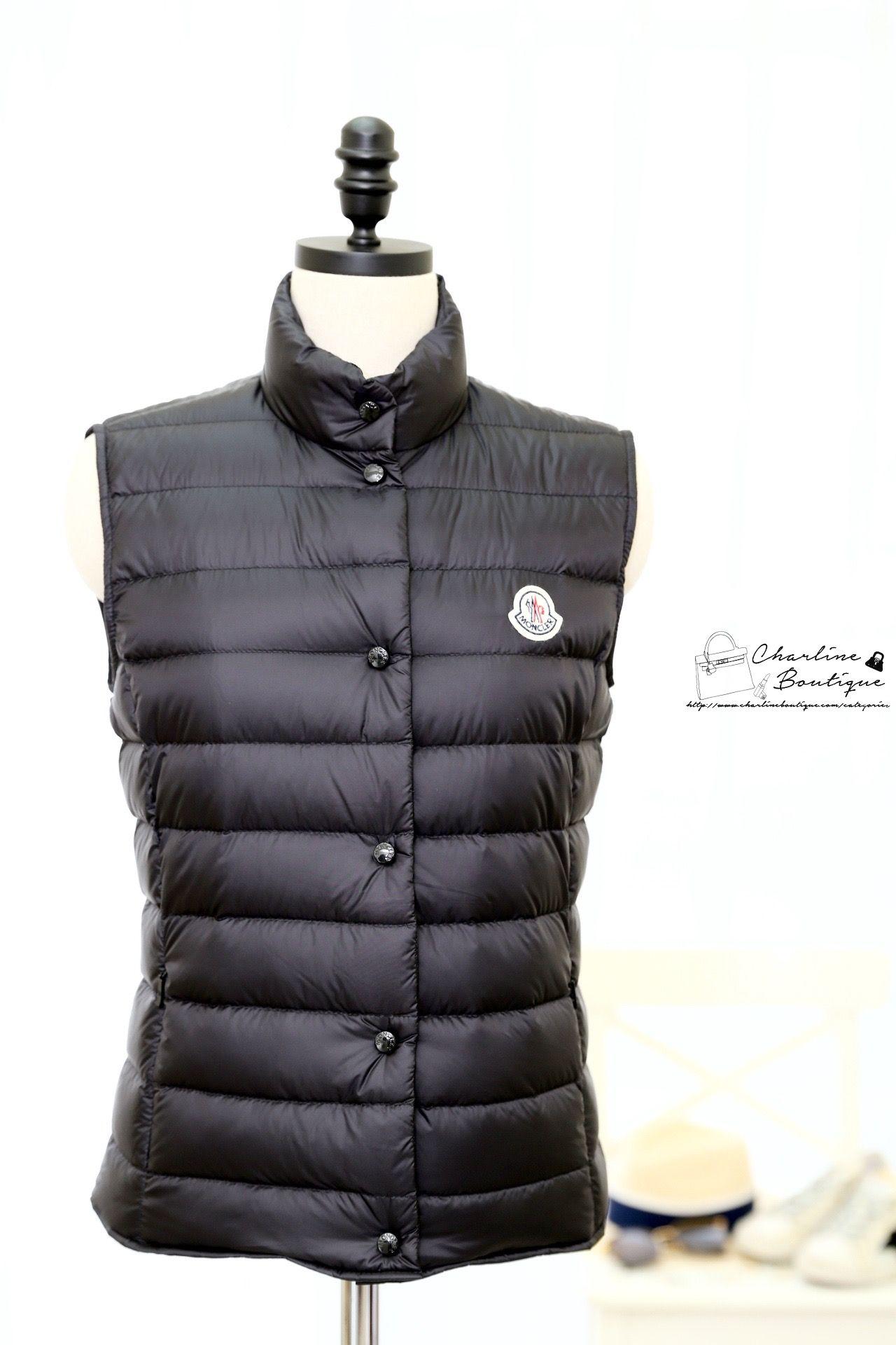 Moncler Liane 黑色小立領扣式羽絨背心