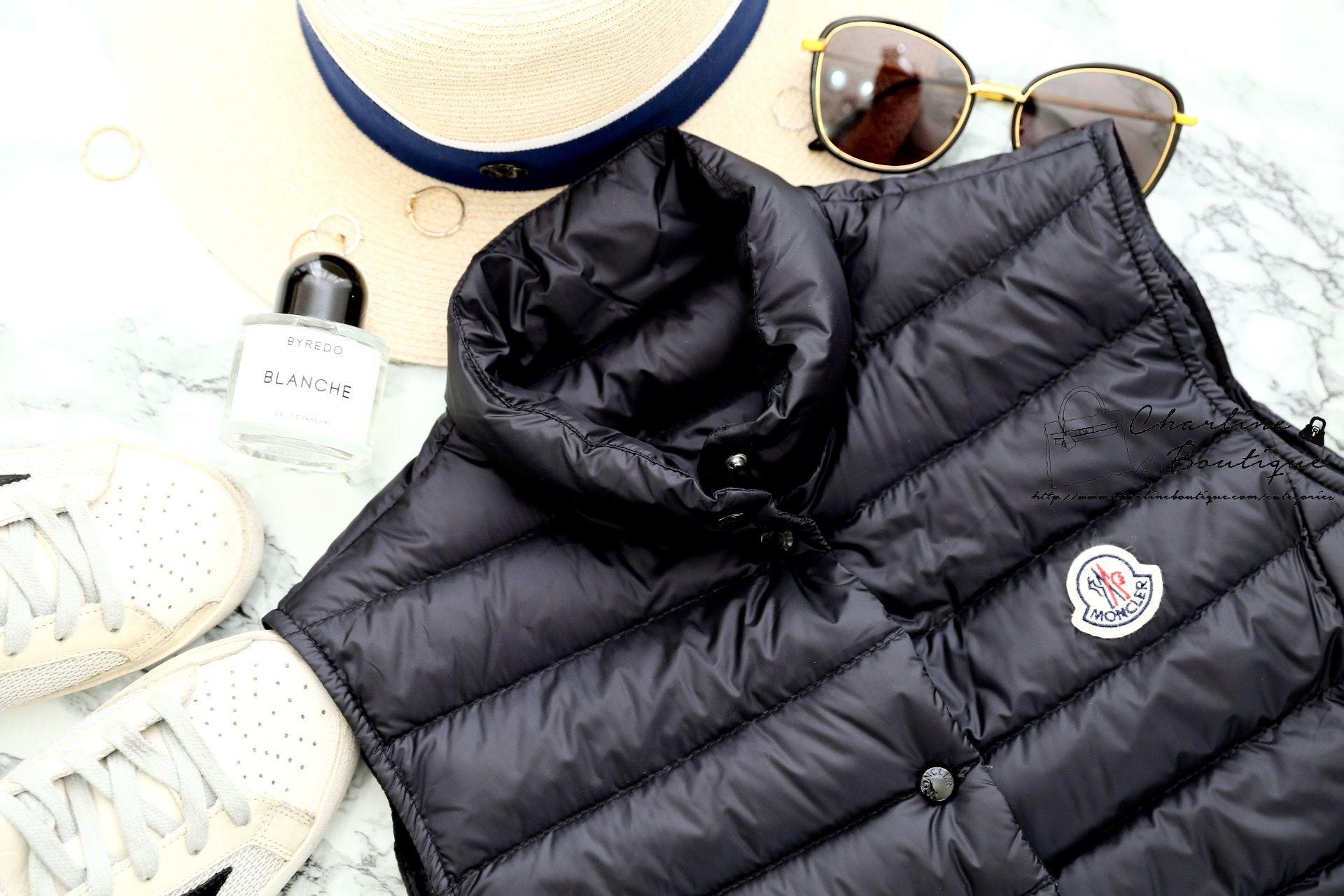 Moncler Liane 黑色小立領扣式羽絨背心