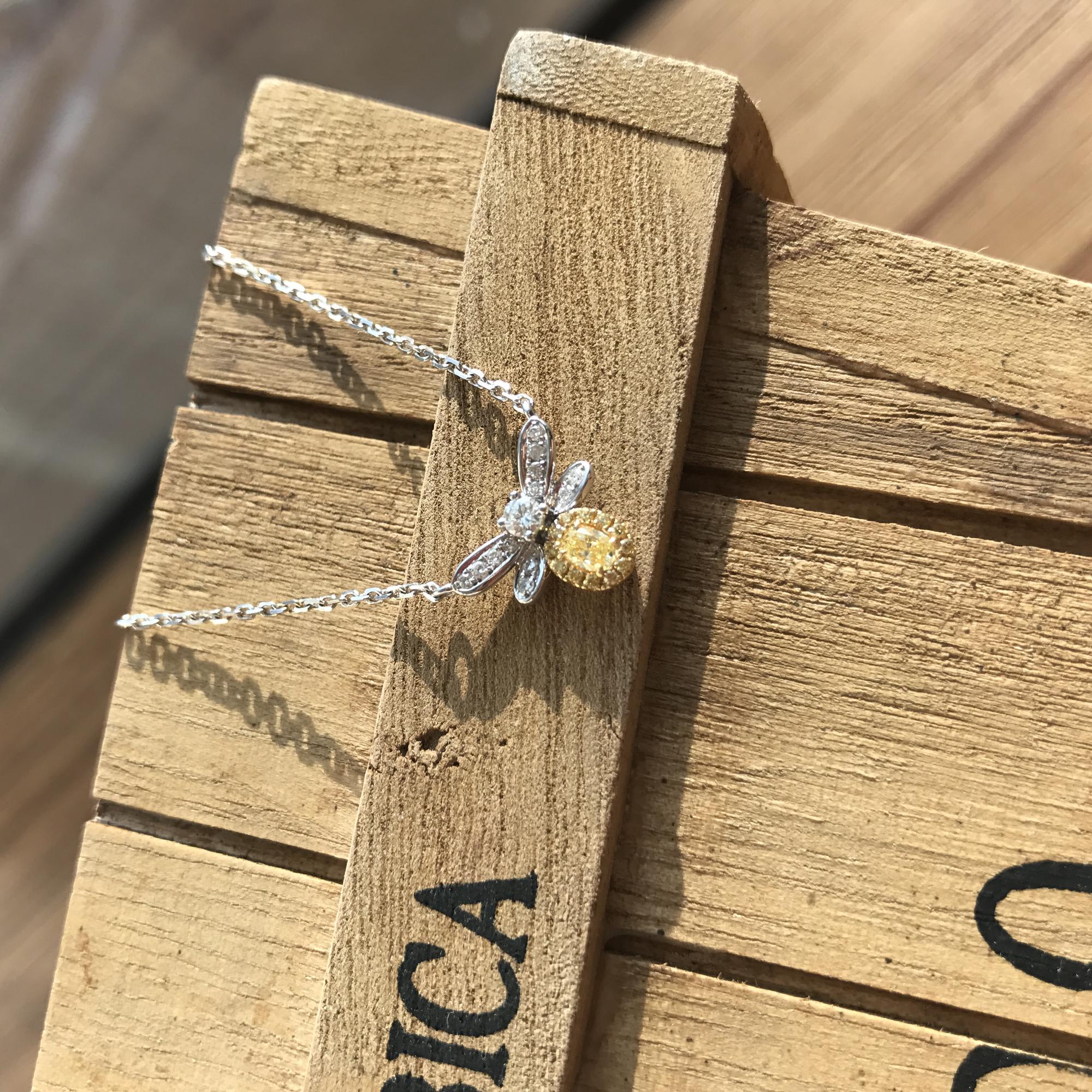 18K白金黃鑽項鍊