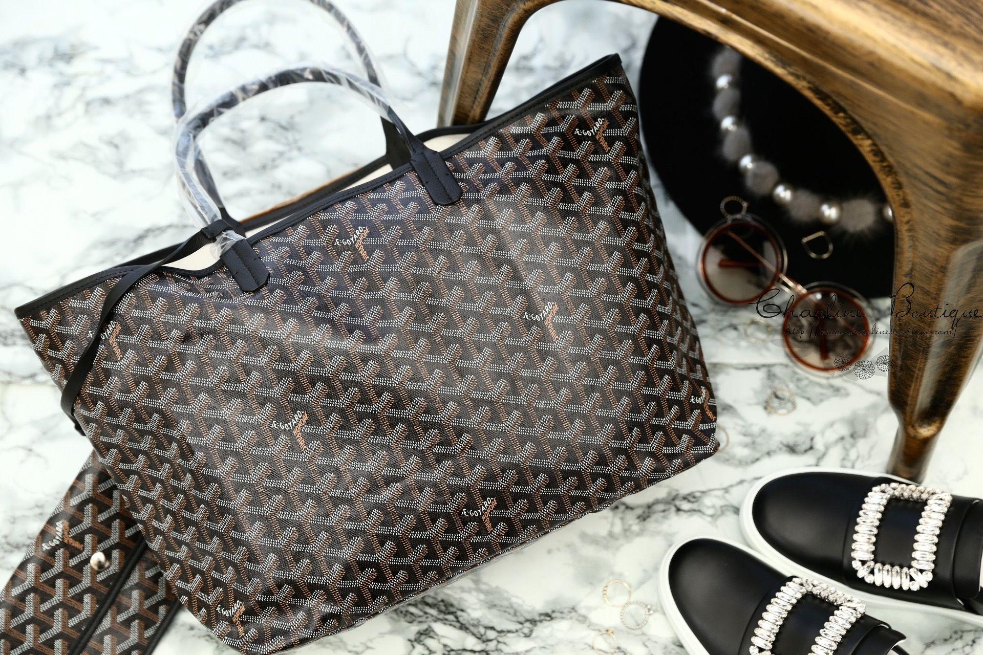 Goyard Sac Saint Louis PM Tote Bag 黑色黑提把小型無拉鍊托特包-Charline Boutique 精品代購