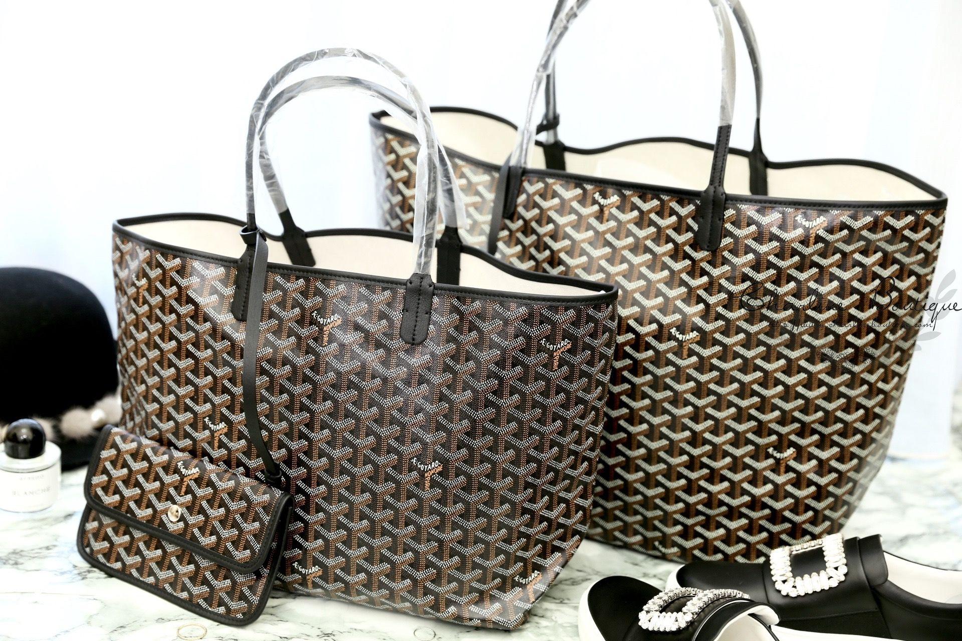 Goyard Sac Saint Louis PM Tote Bag 黑色黑提把小型無拉鍊托特包,Goyard Sac Saint Louis GM Tote Bag 黑色黑提把大型無拉鍊托特包-Charline Boutique 精品代購