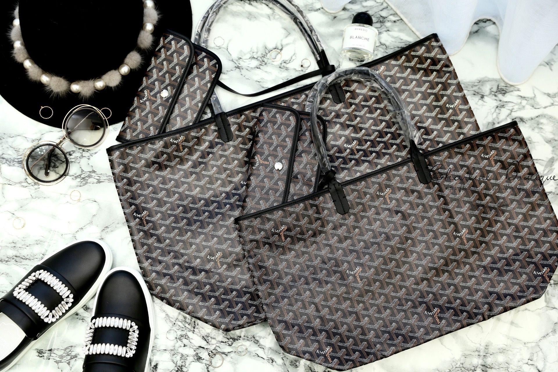 Goyard Sac Saint Louis PM Tote Bag 黑色黑提把小型無拉鍊托特包,Goyard Sac Saint Louis GM Tote Bag 黑色黑提把大型無拉鍊托特包-Charline Boutique 精品代購