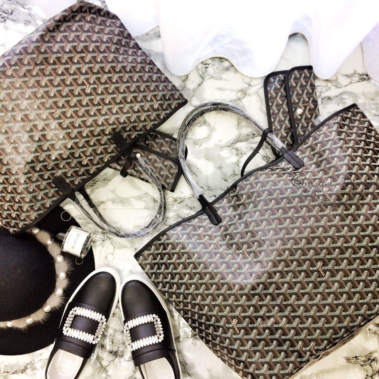 Goyard Sac Saint Louis PM Tote Bag 黑色黑提把小型無拉鍊托特包,Goyard Sac Saint Louis GM Tote Bag 黑色黑提把大型無拉鍊托特包-Charline Boutique 精品代購