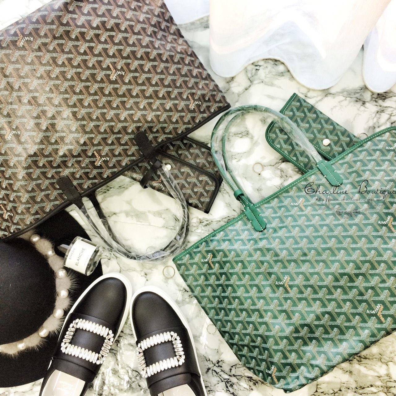 Goyard Sac Saint Louis PM Tote Bag 綠色綠提把小型無拉鍊托特包,Goyard Sac Saint Louis PM Tote Bag 黑色黑提把小型無拉鍊托特包-Charline Boutique 精品代購
