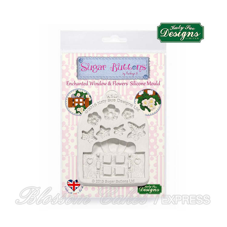 Katy Sue Sugar Buttons - Enchanted Window & Flowers - Silicone Mould