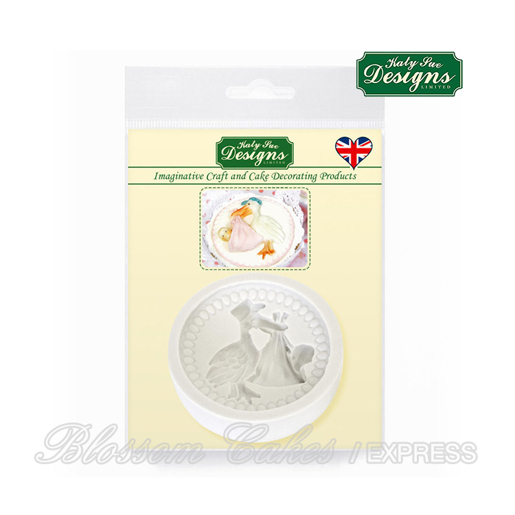 Katy Sue Cupcake Moulds - Baby 3 - Stork - Silicone Mould