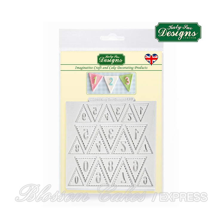 Katy Sue Design Mat - Bunting Numbers - Silicone Mould