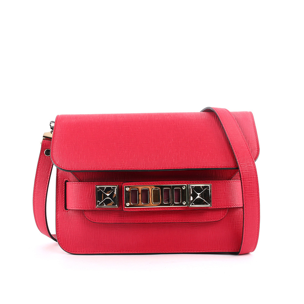 【Proenza Schouler】洋紅色mini 新款 防刮牛皮 PS11(金釦)斜背包