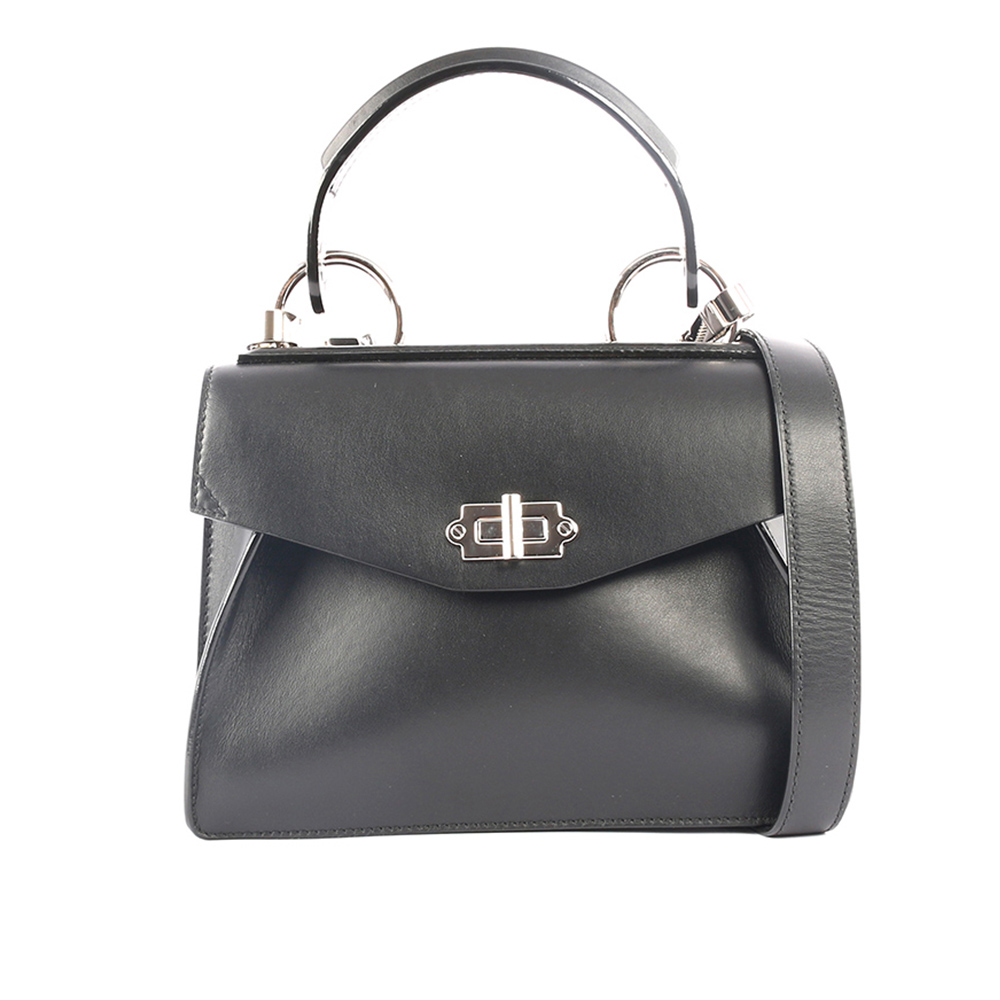 【Proenza Schouler】黑色牛皮凱莉款轉釦手提/肩背二用包(小)