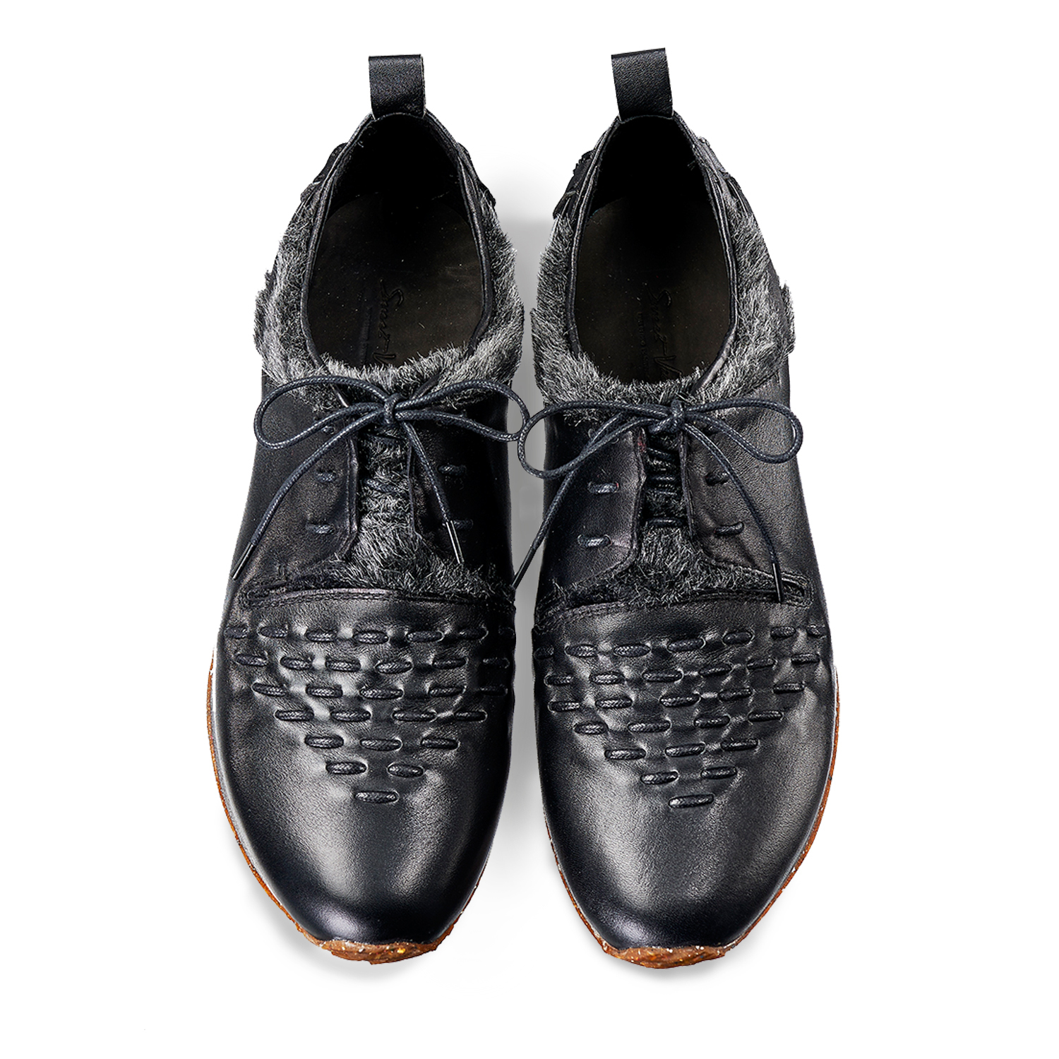 Wallace M1165 Black Shearling Leather Sneakers