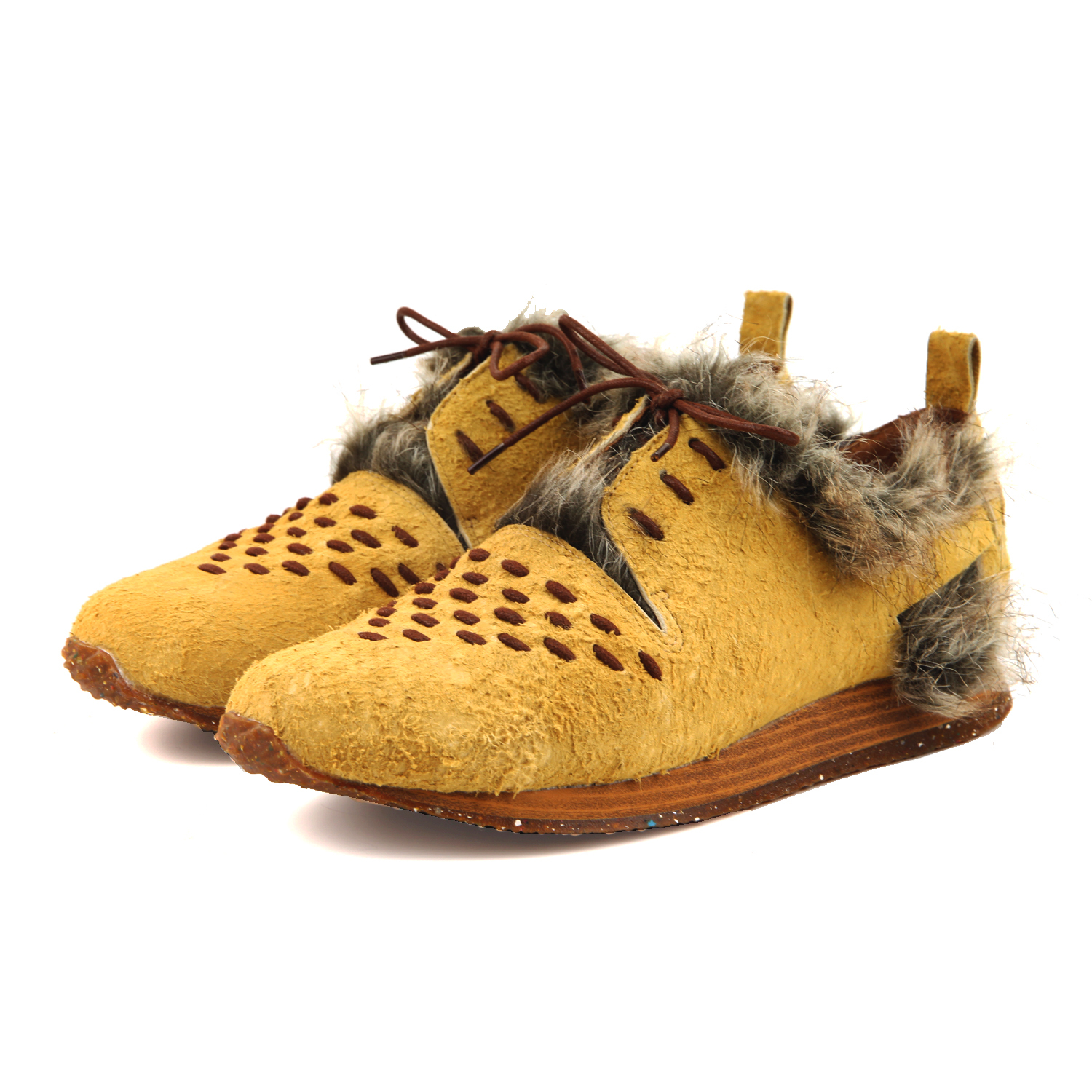 Wallace M1165 Desert Yellow Shearling Leather Sneakers